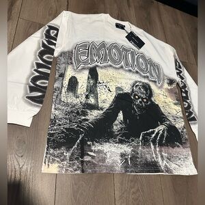 Mixed emotion, long sleeve  Shirt - White